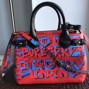 BURBERRY Small Banner in Graffiti Leather Bag